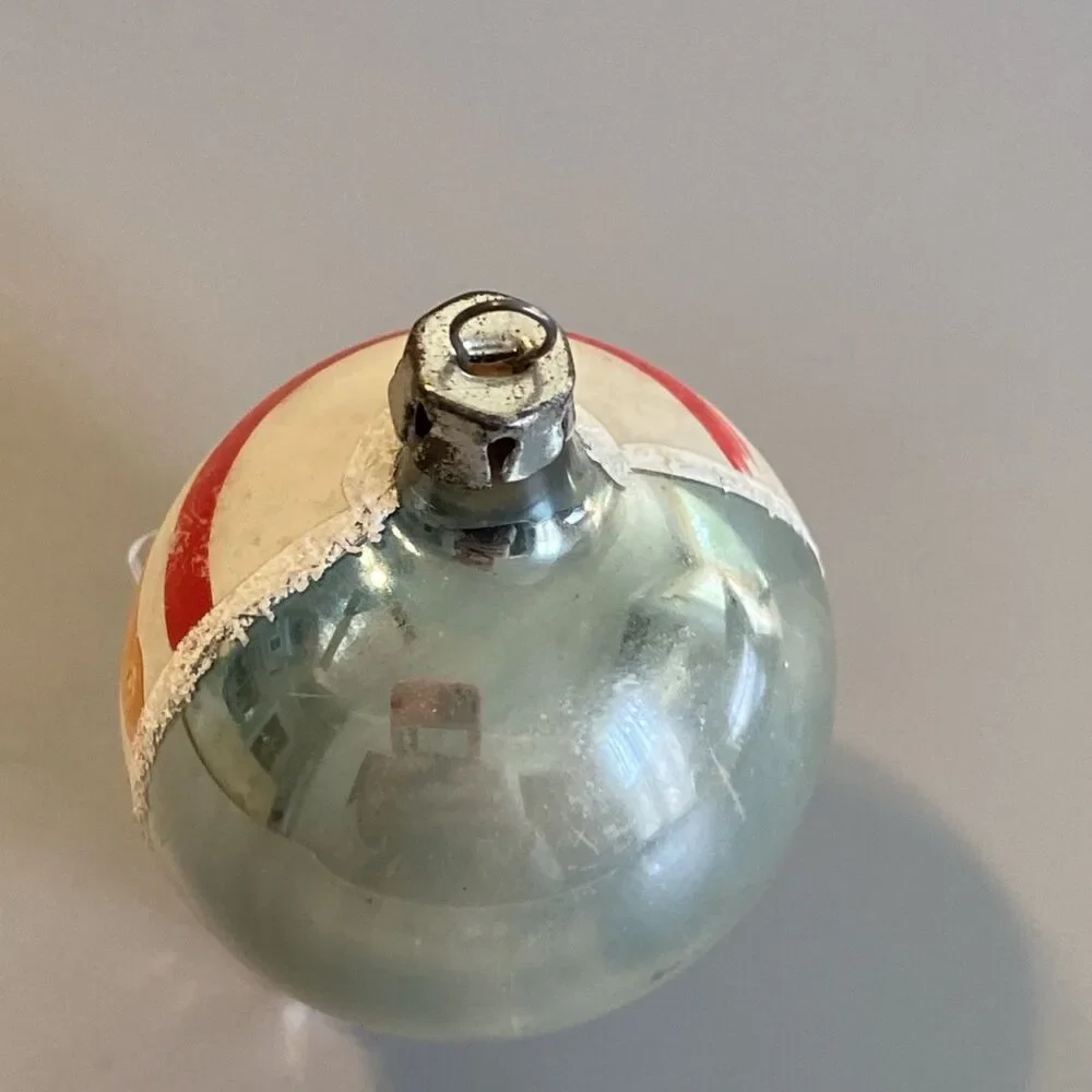 Vintage Hand-Blown Glass Christmas Ornament Striped Side Mica 6” Holiday Tree